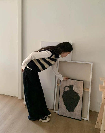 スプリング カラーブロック ニット ベスト