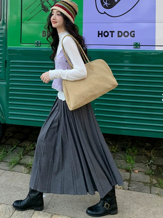 シックハイウエストプリーツスカート