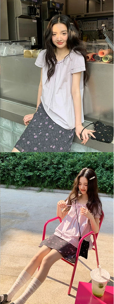 パープルサマークロップトップ