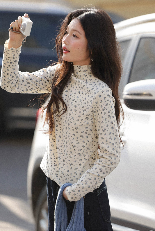 シック・フローラル・ハーフネック・シャツ