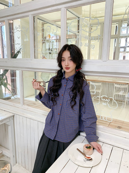 レトロチェックルーズブラウス