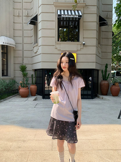 パープルサマークロップトップ