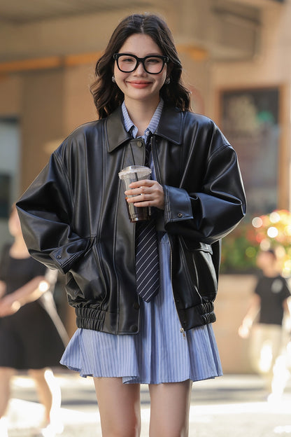 レトロブラックレザージャケット