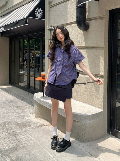 フレンチチェックサマーブラウス