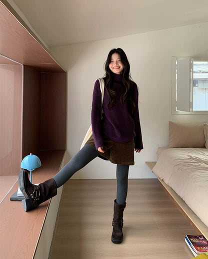 ストライプハイネックセーター