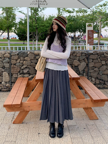 シックハイウエストプリーツスカート