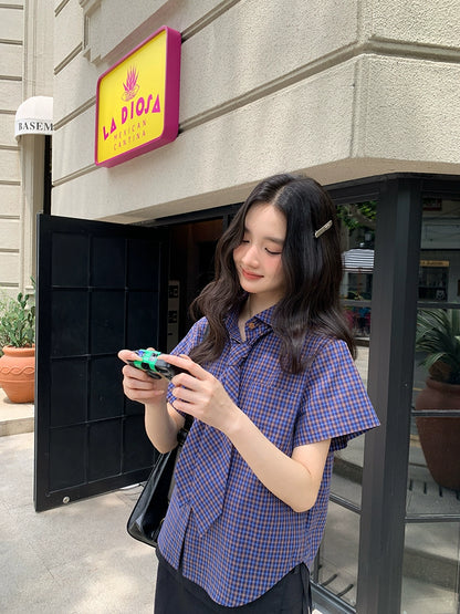 フレンチチェックサマーブラウス