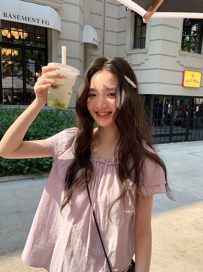 パープルサマークロップトップ