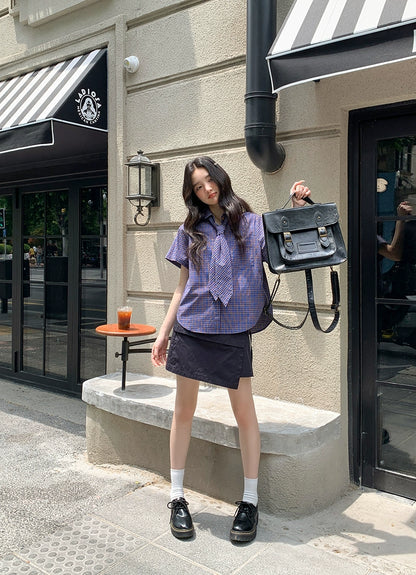 フレンチチェックサマーブラウス