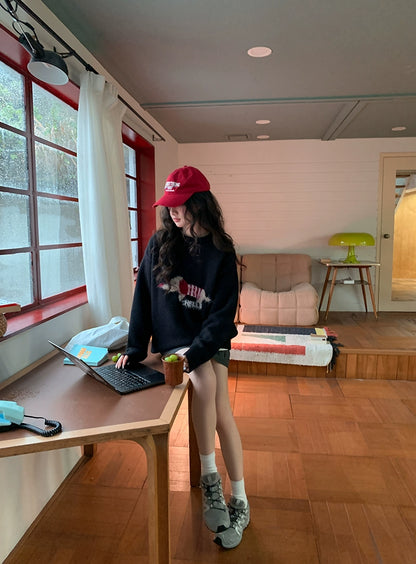 コージー紺ニットプルオーバー