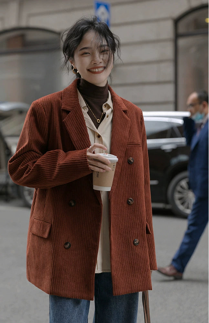 レトロブラウンコーデュロイブレザー