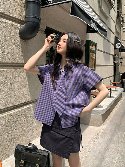 フレンチチェックサマーブラウス