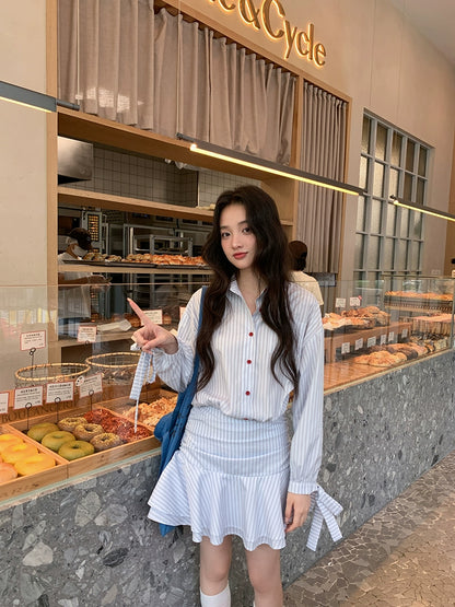 シックフリルハイウエストワンピース