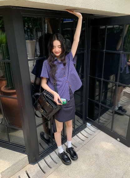 フレンチチェックサマーブラウス