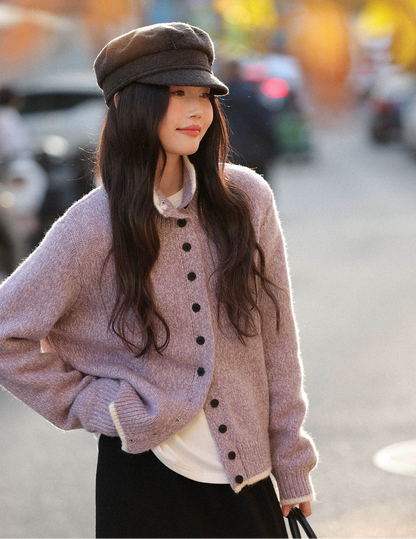 ロマンティック・ホワイト・ウール・カーディガン