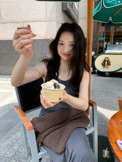 グレー カジュアル ロングドレス