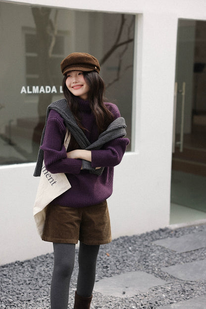 ストライプハイネックセーター