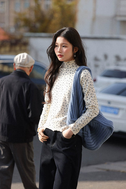 シック・フローラル・ハーフネック・シャツ