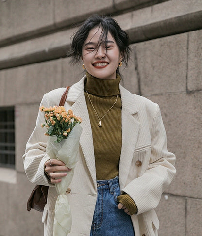 レトロブラウンコーデュロイブレザー