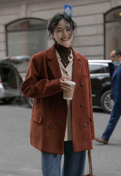 レトロブラウンコーデュロイブレザー