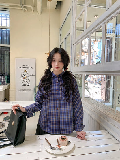 レトロチェックルーズブラウス