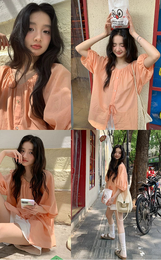 ユニーク オレンジ ライト シャツ