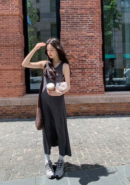 グレー カジュアル ロングドレス