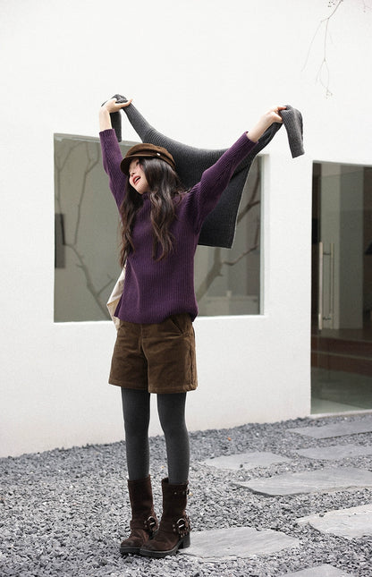 ストライプハイネックセーター