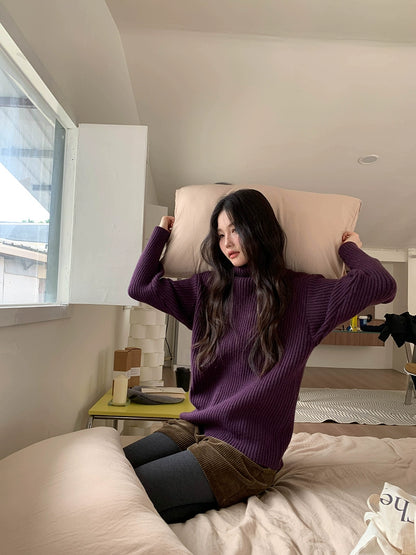 ストライプハイネックセーター