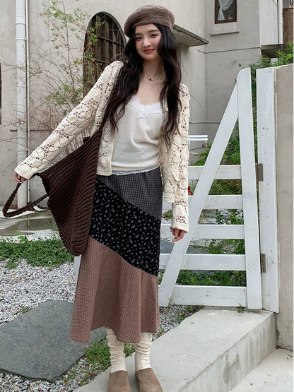 レトロ花柄マキシスカート