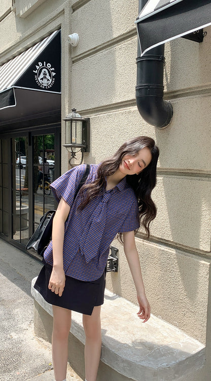 フレンチチェックサマーブラウス