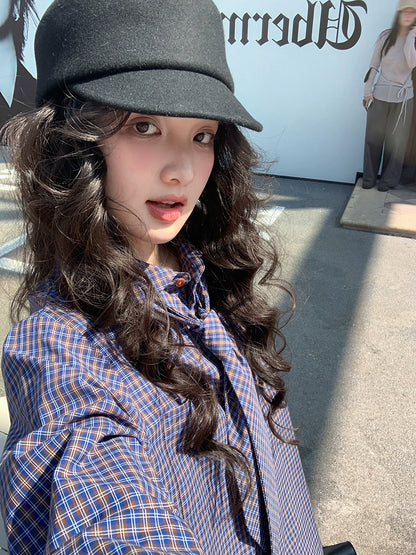 レトロチェックルーズブラウス