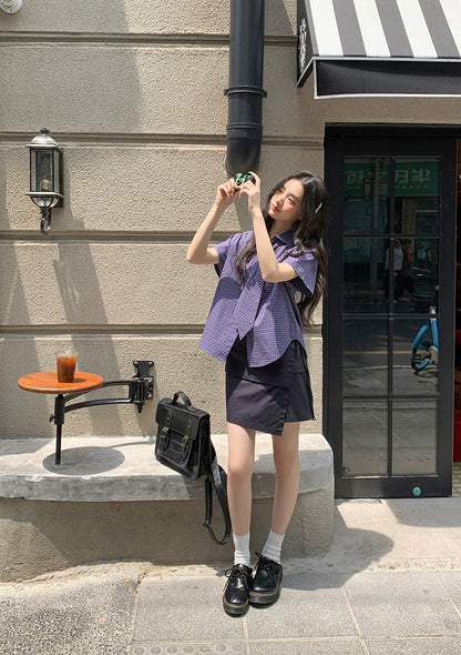 フレンチチェックサマーブラウス