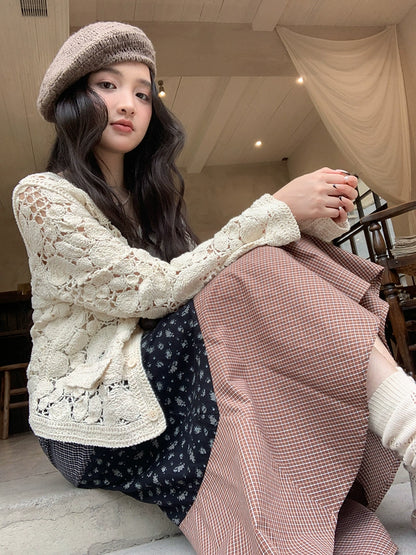 レトロ花柄マキシスカート