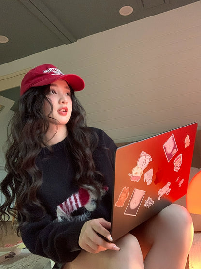 コージー紺ニットプルオーバー