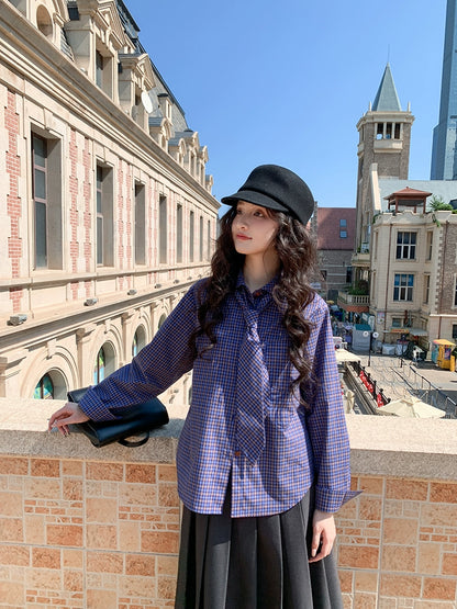 レトロチェックルーズブラウス