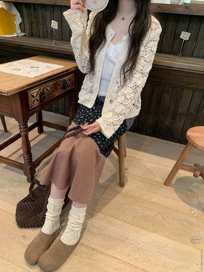 レトロ花柄マキシスカート