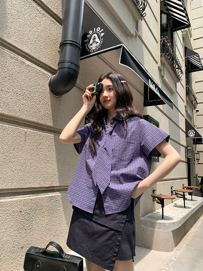 フレンチチェックサマーブラウス