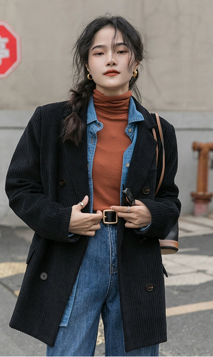 レトロブラウンコーデュロイブレザー