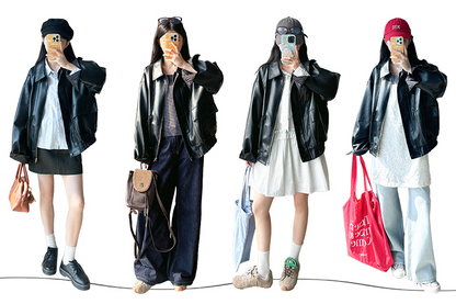 レトロブラックレザージャケット