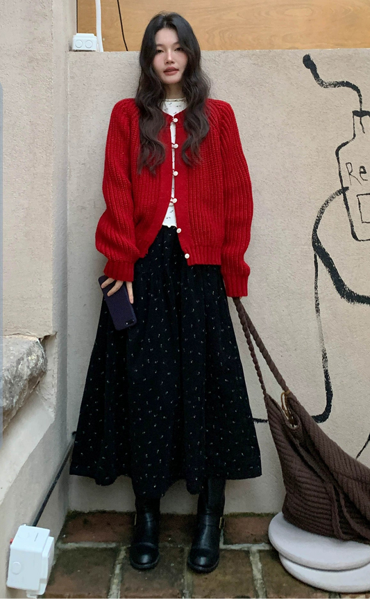 華やかAライン花柄スカート