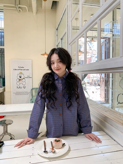 レトロチェックルーズブラウス