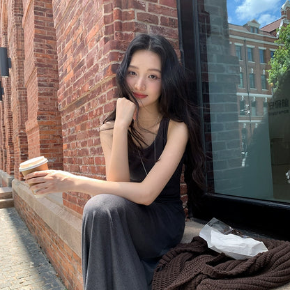 グレー カジュアル ロングドレス