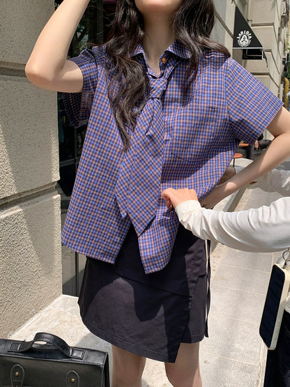 フレンチチェックサマーブラウス