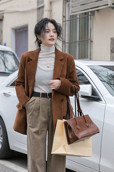 レトロブラウンコーデュロイブレザー