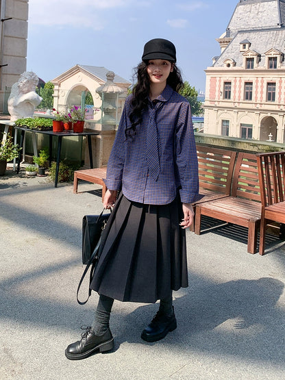 レトロチェックルーズブラウス