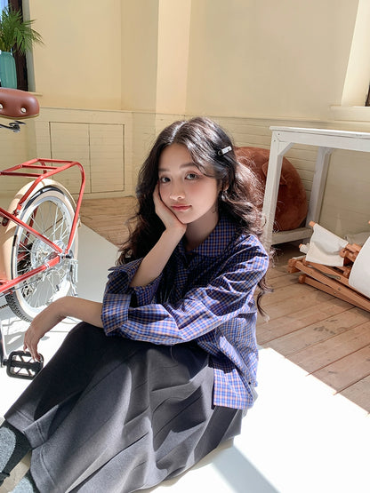 レトロチェックルーズブラウス