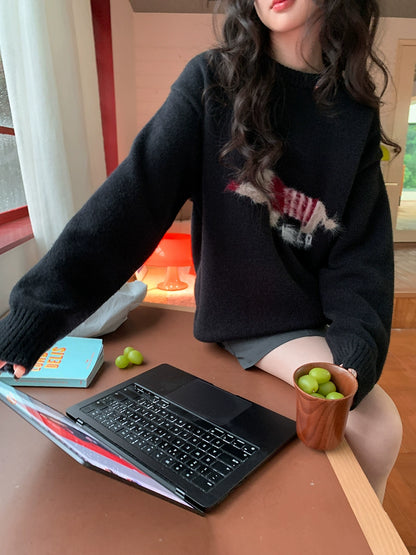 コージー紺ニットプルオーバー