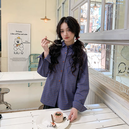 レトロチェックルーズブラウス