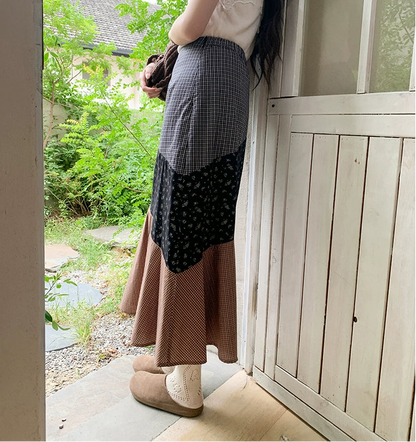 レトロ花柄マキシスカート